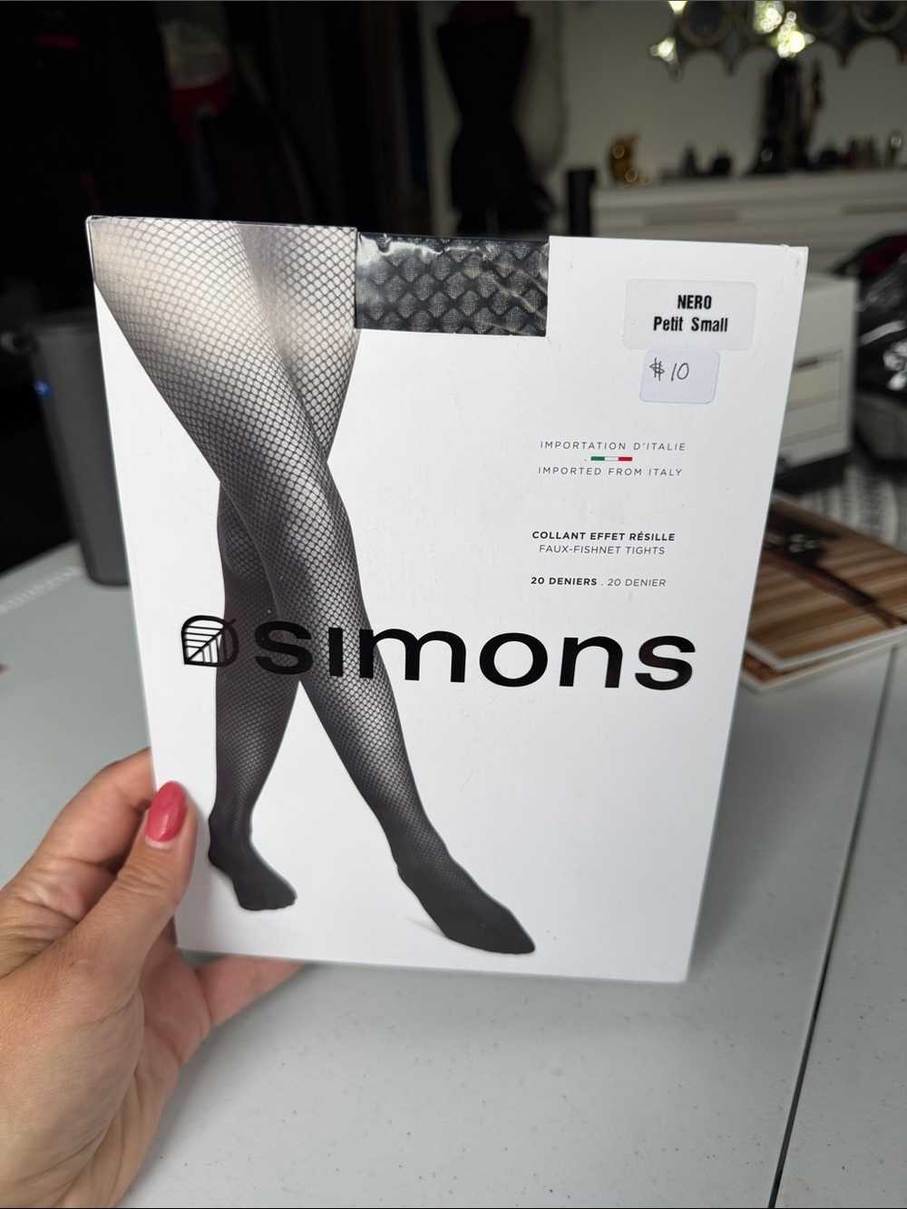 Simons Black Fishnet Tights - Petite